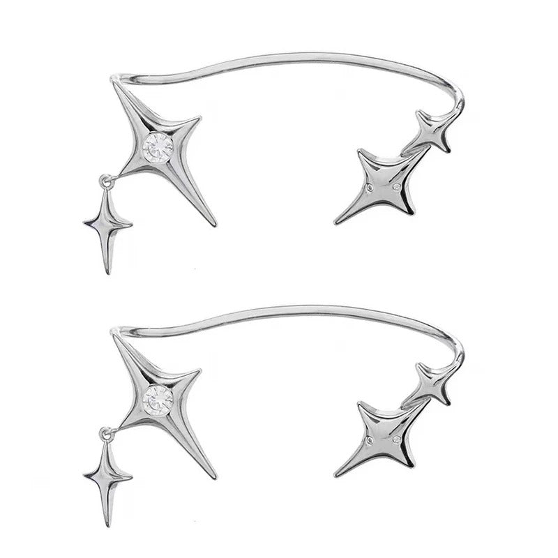 Fashion Star Clip Ear Cuff Earrings for Women Zircon No Piercing Trendy Ear Clip Gothic Irregular Earcuff Earring Jewelry