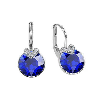 V Drop Crystal Earrings for Women Birthday Gift Dangle Silver Gold Jewelry
