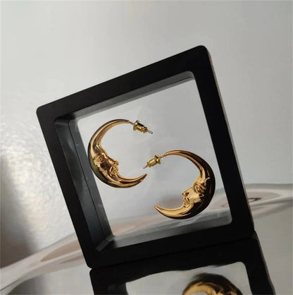 Retro Moon Earrings for Women Artistic Design Gold Plated Trendy Statement Jewelry