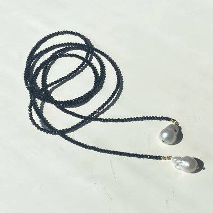 Irregular Baroque Pearl Pendant Necklace for Women Vintage Green Black Crystal Bead Long Necklace Neck Chain Jewelry