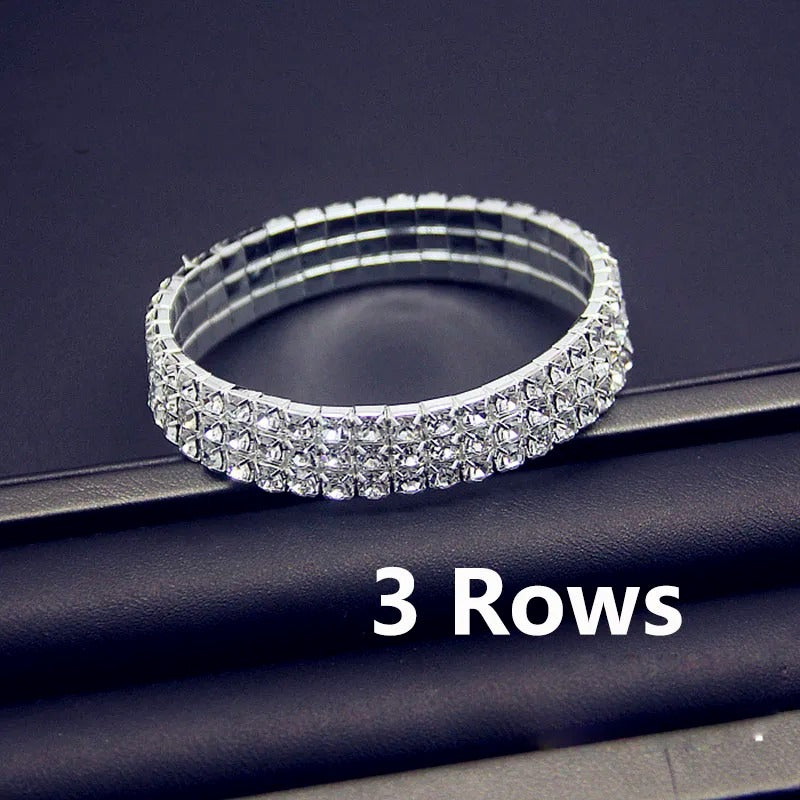 Luxury White Zircon Crystal Elastic Bracelet Bling Iced Out Jewelry