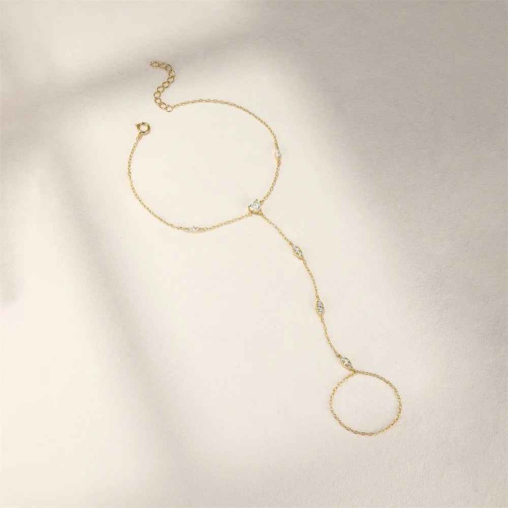 925 Sterling Silver Geometric Flower CZ Bracelet for Women