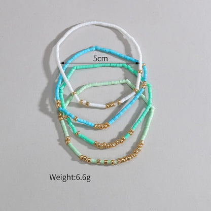 4pcs Multi-Layer Bead Bracelet Set Women Elastic Summer Jewelry