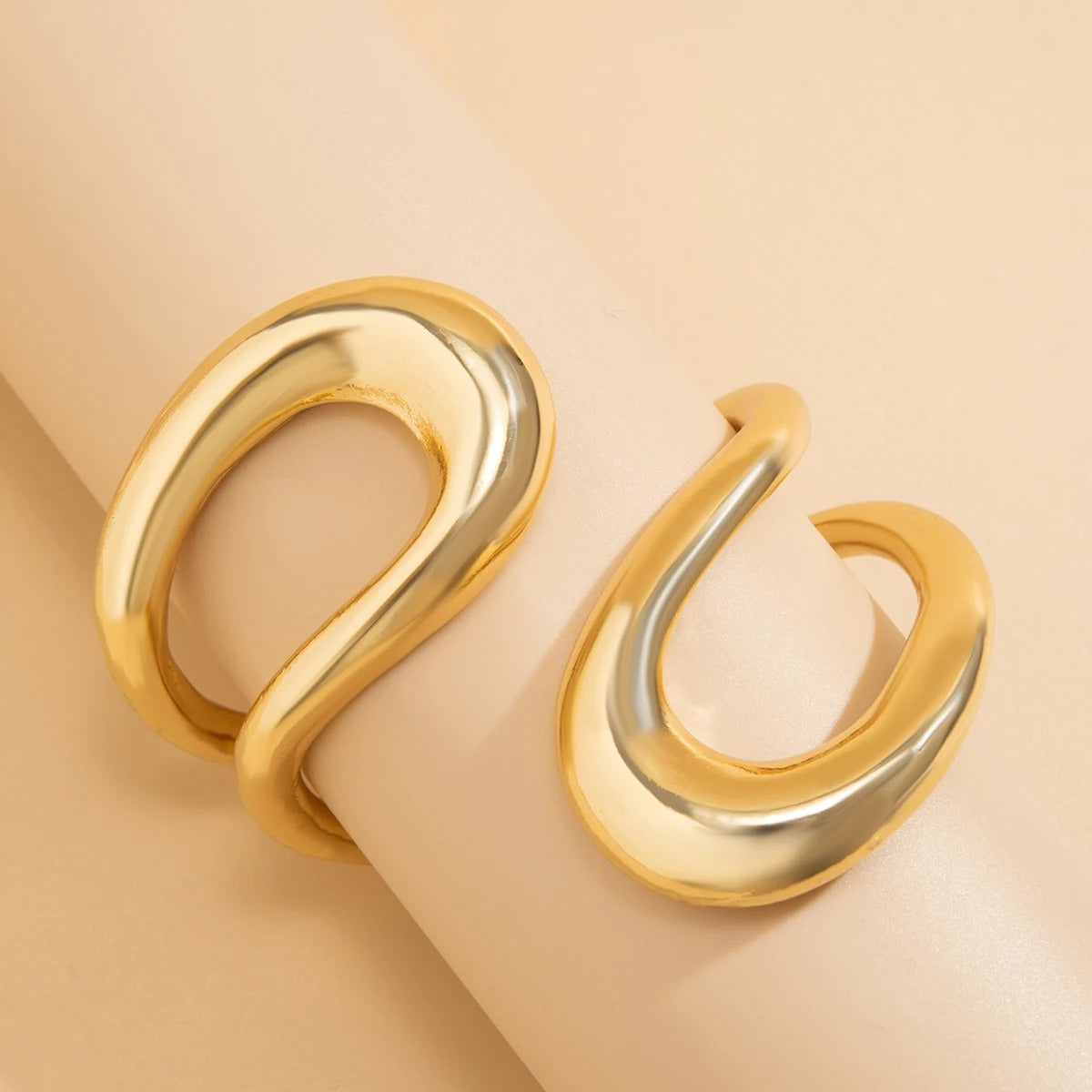 Gold Geometric Twisted Open Bangle Women’s Punk Metal Cuff Bracelet