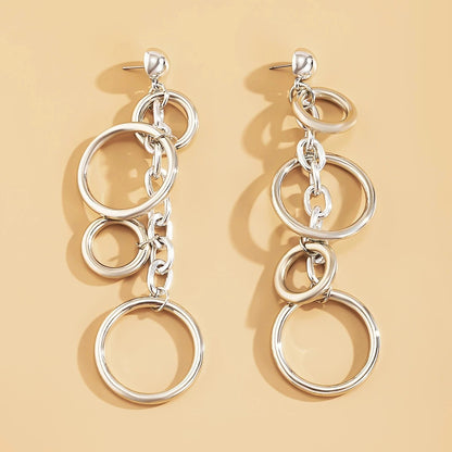 Long Big Circle Link Chain Earrings Hip Hop Statement Jewelry