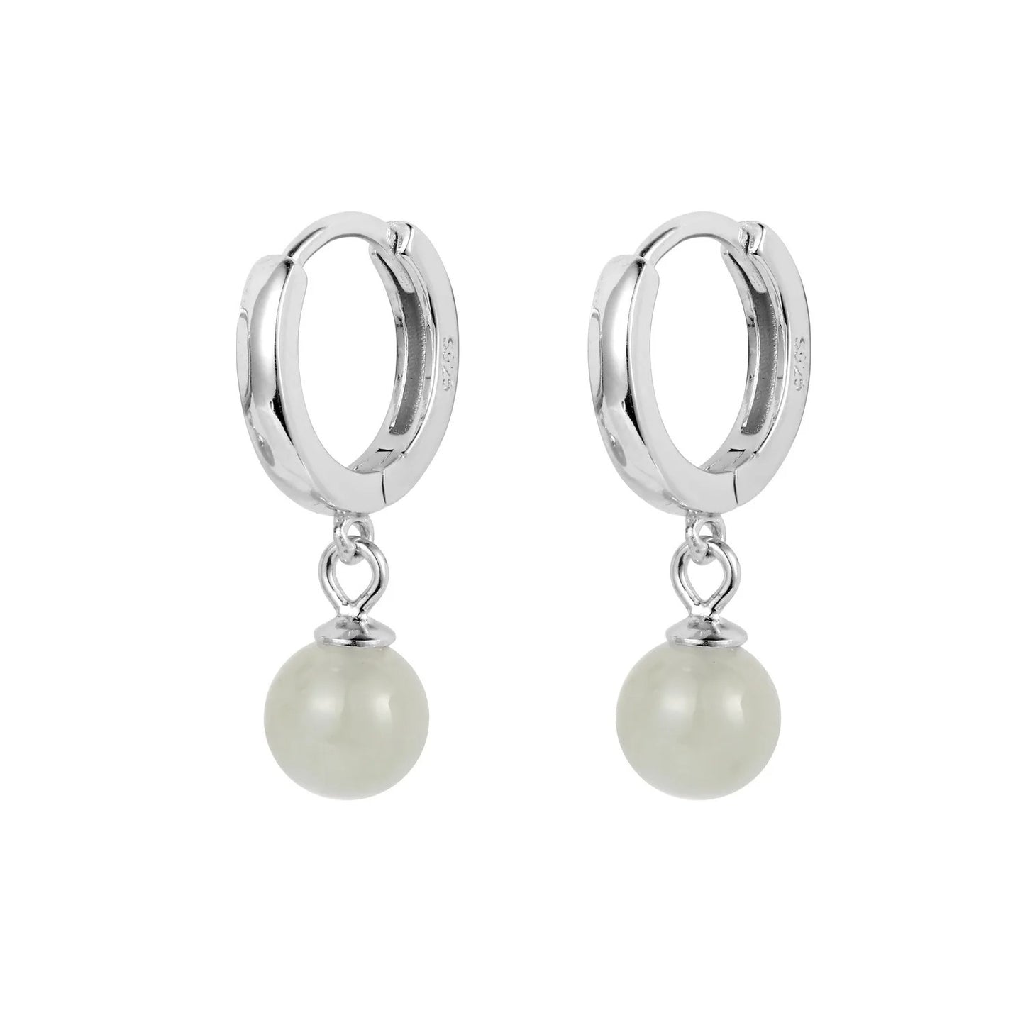 925 Silver Hetian Jade Earrings Women’s Green Jewelry