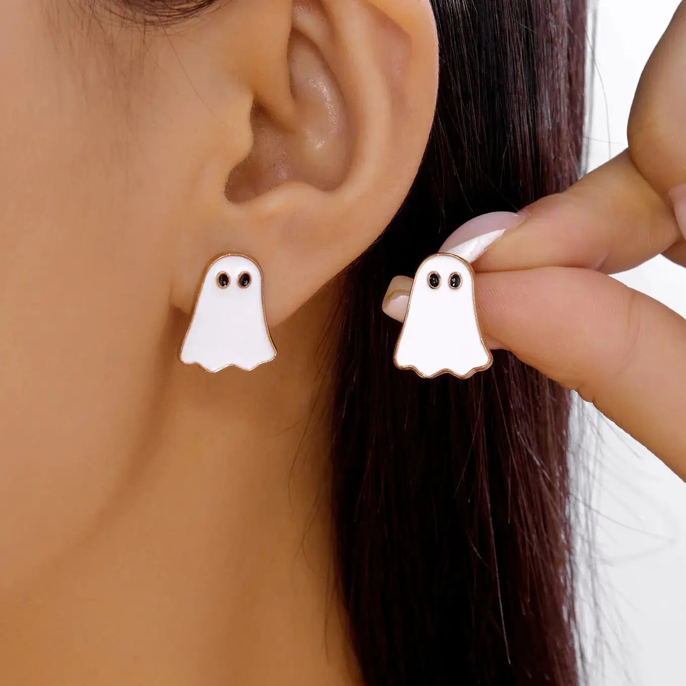 Cute White Ghost Dangle Earrings Women Halloween Jewelry