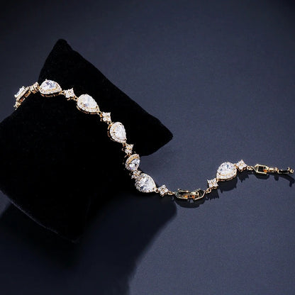 ZAKOL Water Drop Zircon Bracelet Elegant Bridal & Party Jewelry for Women