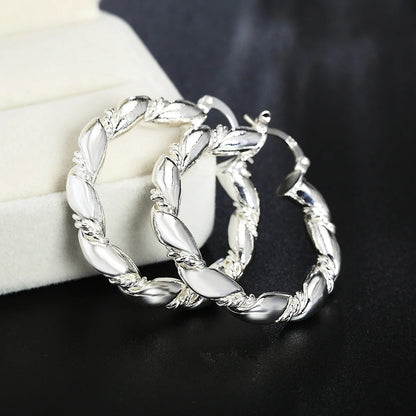 18K Gold Plated Rope Round Earrings Women’s Party & Wedding Jewelry
