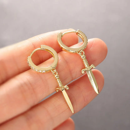 Dagger Sword Hoop Earrings Women Man Rock Punk Fashion Jewelry
