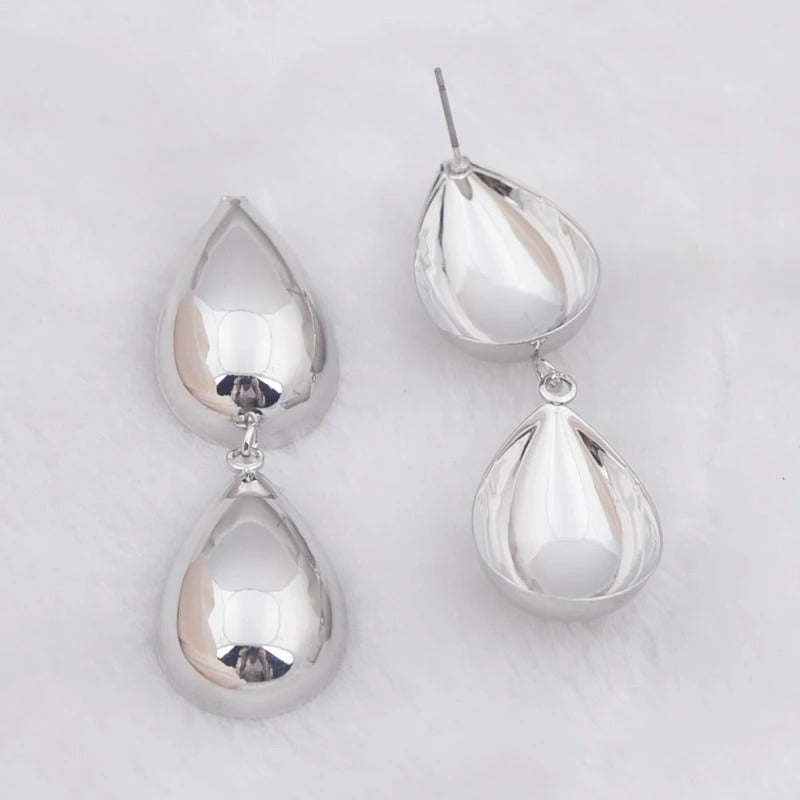 Chunky Water Droplet Dangle Earrings Vintage European Style