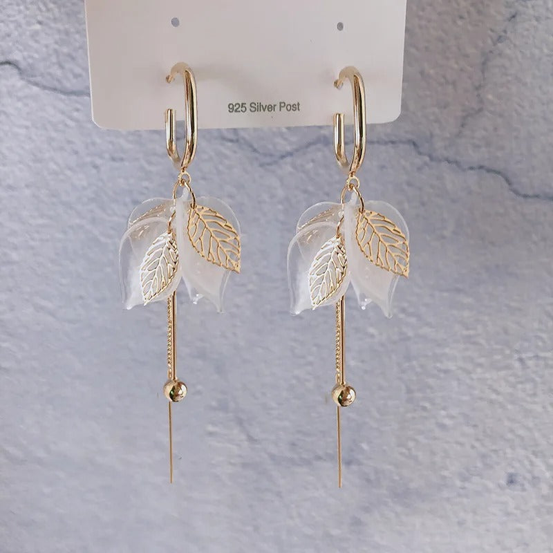 New Acrylic Leaf Long Tassel Earrings Fashion Geometric Jewelry