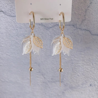 New Acrylic Leaf Long Tassel Earrings Fashion Geometric Jewelry