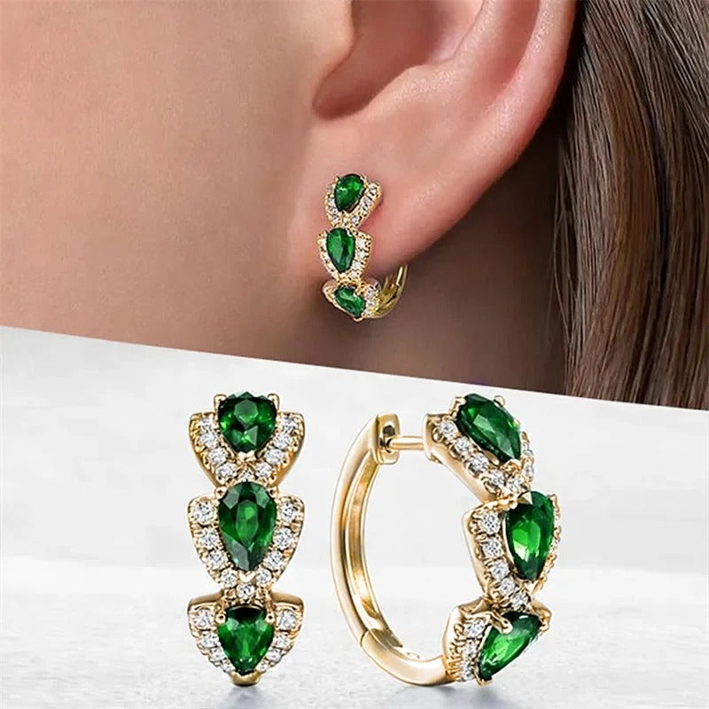Luxury Blue CZ Hoop Earrings Trendy Wedding & Anniversary Gift