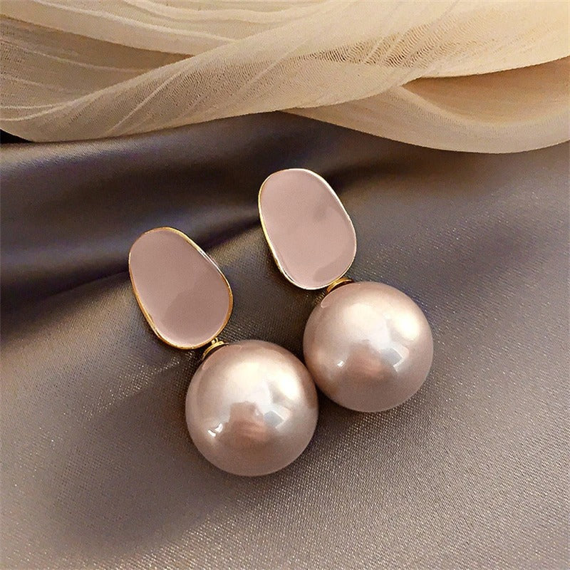 Elegant Pink & White Pearl Drop Earrings for Women Drop Earrings