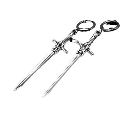 Punk Goth Sword Drop Dangle Earrings for Men Hip Hop Style