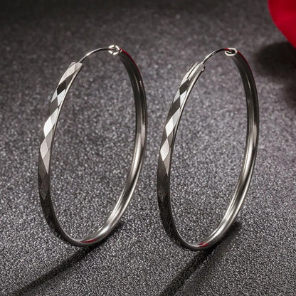 Sterling Silver Big Circle Hoop Earrings Luxury Women’s Jewelry