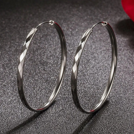 Sterling Silver Big Circle Hoop Earrings Luxury Women’s Jewelry
