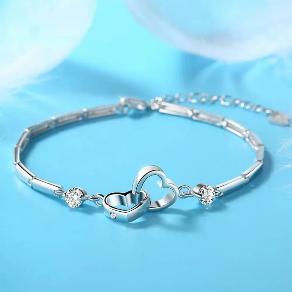 Women’s Sterling Silver Charm Bracelet Valentine’s Day Jewelry
