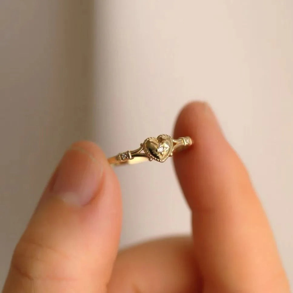 Hot Selling Gold Plated Stainless Steel Rings For Women Heart Ring Jewelry Accessories