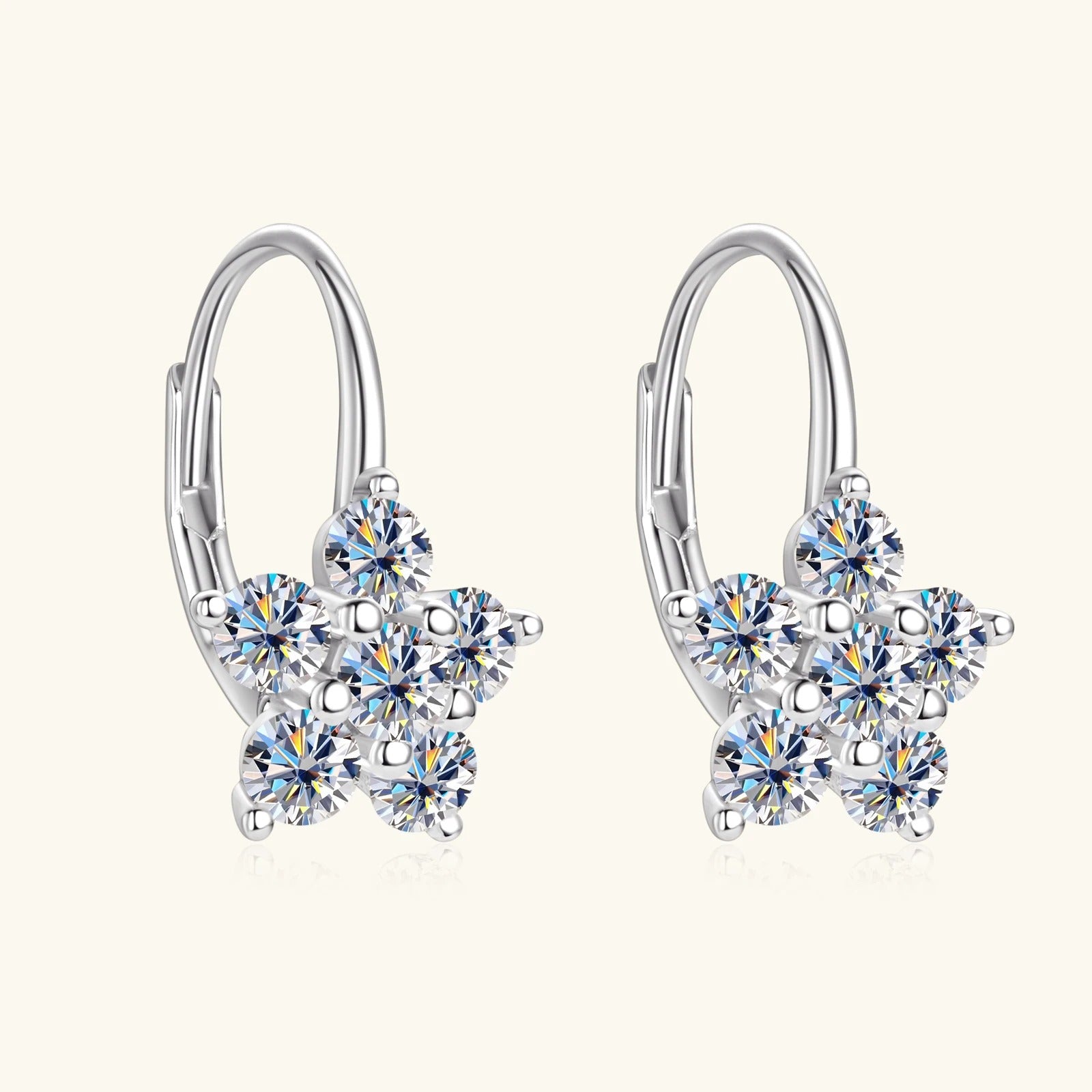 Diamond Earrings White Gold Vermeil S925 Sterling Silver Hoop Earrings for Women Girls Sparkly Gorgeous Jewelry