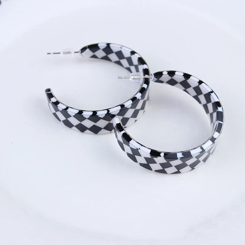 Leopard Acrylic Hoop Earrings Retro C-Shaped Twist Design