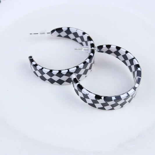 Leopard Acrylic Hoop Earrings Retro C-Shaped Twist Design