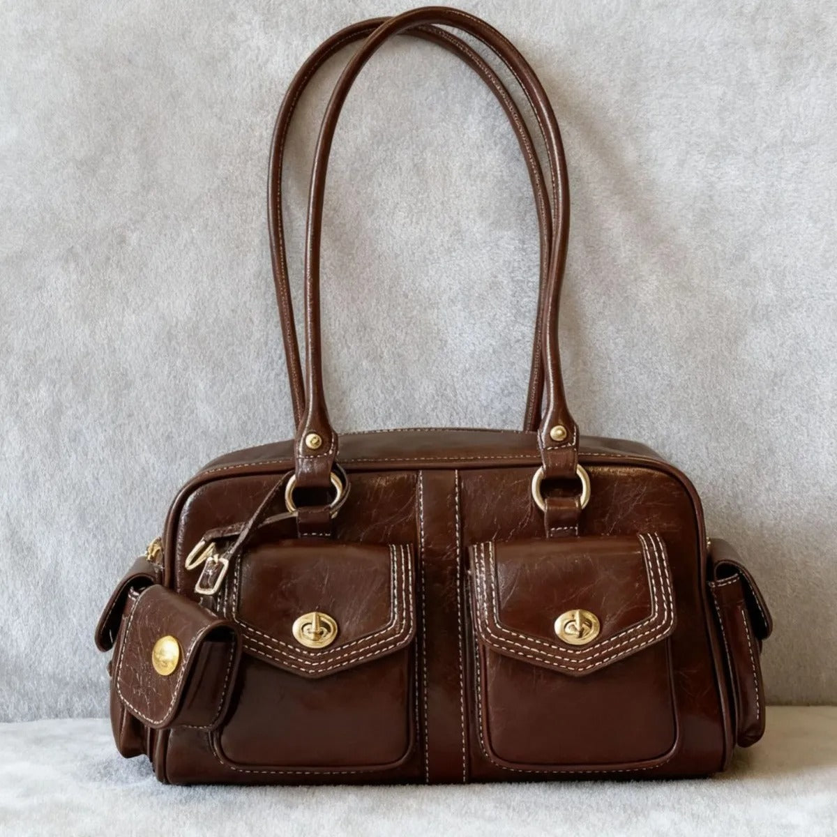 Vintage Casual Large PU Shoulder Tote Bag Women