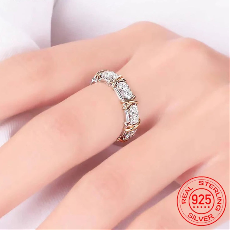 AAA Zircon Interlaced 925 Silver Ring Luxury Engagement Gift