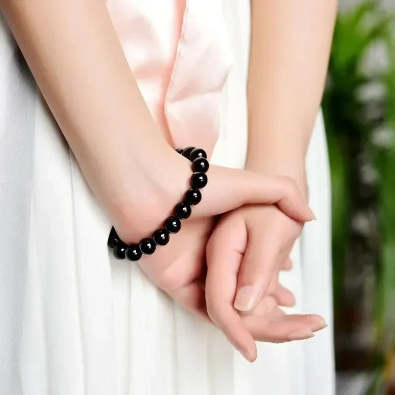 Black Obsidian Natural Stone Bracelet Anti-Anxiety Weight Loss