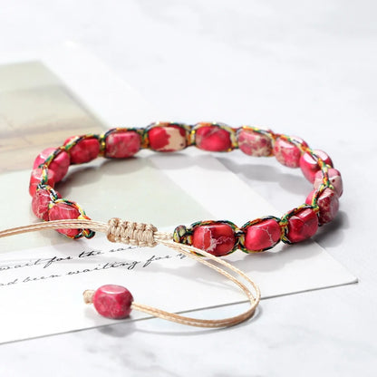 Handmade Emperor Stone Beaded Bracelet Boho Yoga Wristband