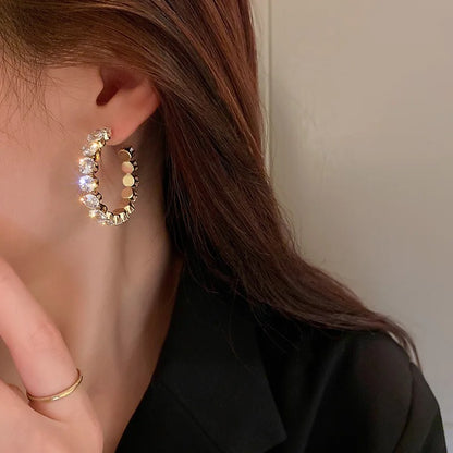 Luxury Green Zircon Hoop Earrings for Women Party Jewelry