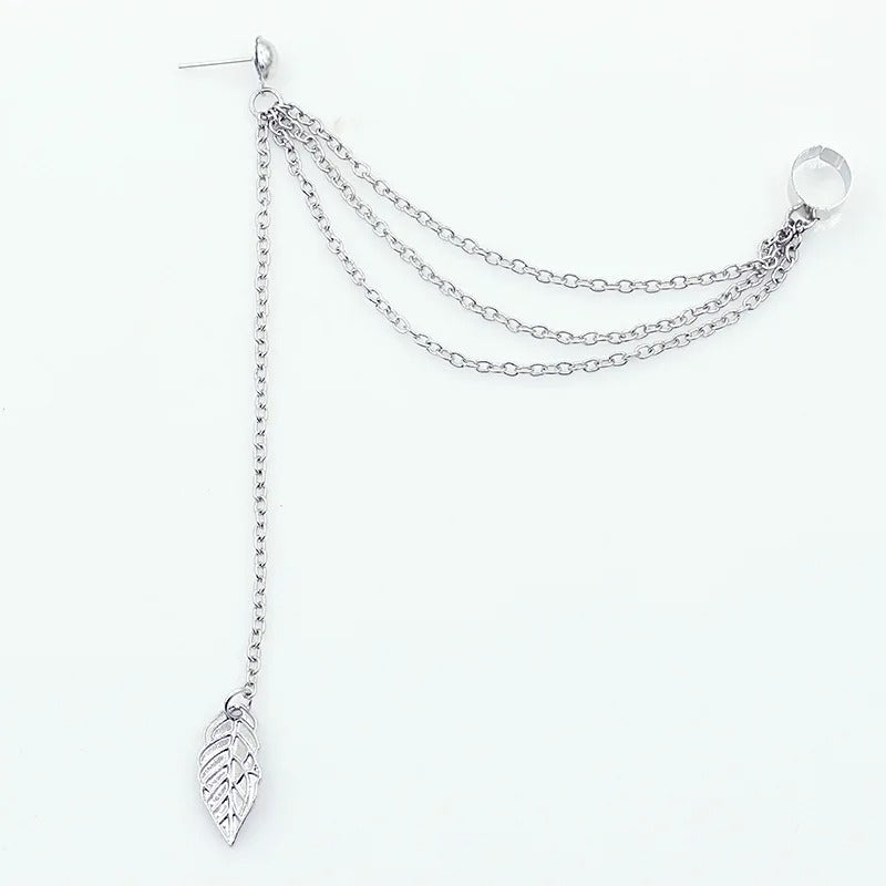 1pcs Earrings Jewelry Fashion Personality Metal Ear Clip Leaf Tassel Ear For Women Gift Pendientes Ear Cuff Caught In Cuffs