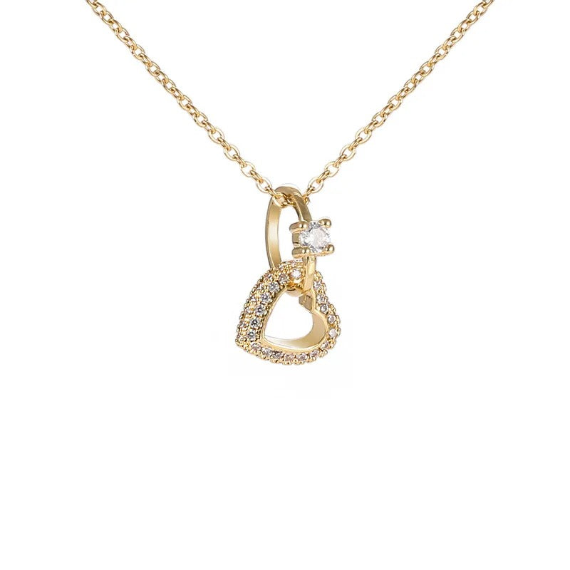Fashion Heart Ring Cross Stainless Steel Necklace For Women Cute Romantic Ladies Wedding Jewelry for Female