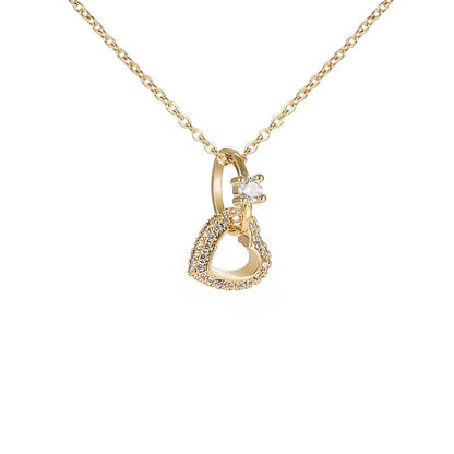 Fashion Heart Ring Cross Stainless Steel Necklace For Women Cute Romantic Ladies Wedding Jewelry for Female