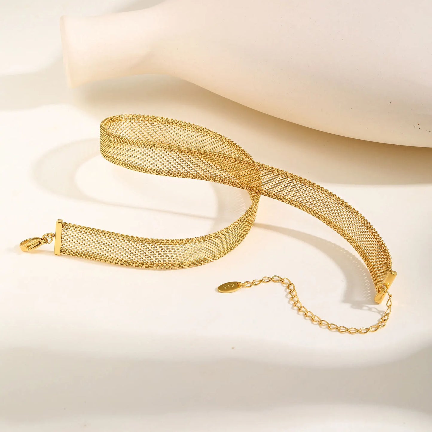 Gold Plated Hollow Mesh Choker Necklace for Women,Stainless Steel Waterproof Necklaces,Fashion Jewelry Gift