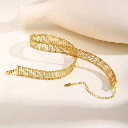 Gold Plated Hollow Mesh Choker Necklace for Women,Stainless Steel Waterproof Necklaces,Fashion Jewelry Gift