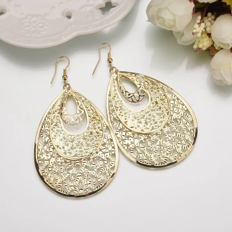 Trendy Long Drop Earrings Women Punk Metal Tassel Jewelry