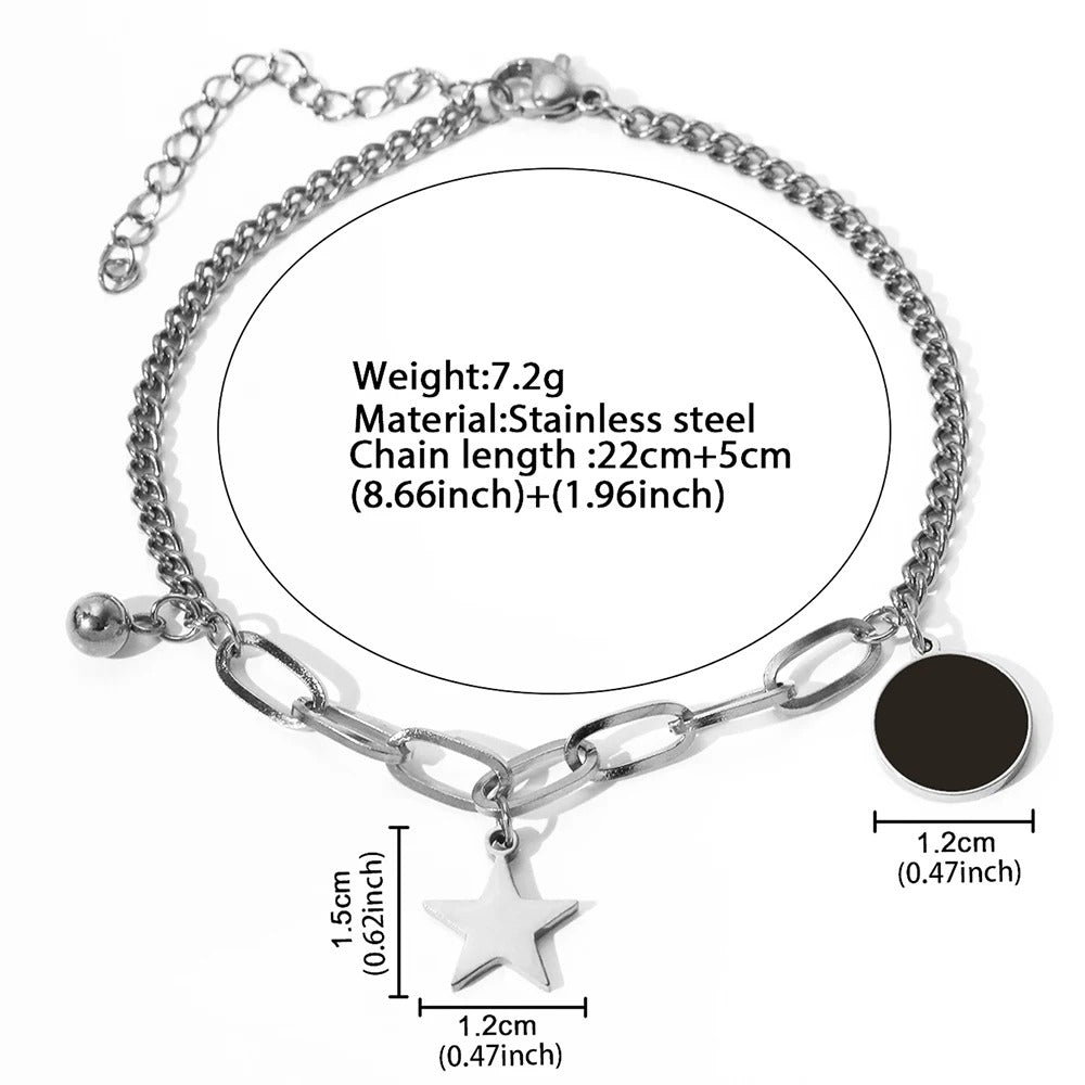 Retro Star Paperclip Bracelet Stainless Steel Black Luxury Jewelry