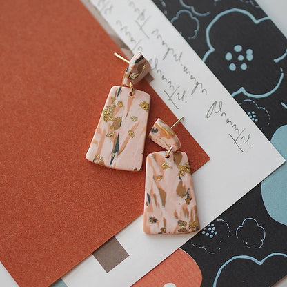 Marble Effect Polymer Clay Geometric Dangle Earrings for Women