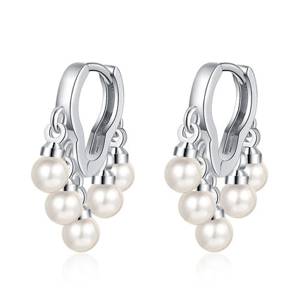 Silver Cloud Tassel Pearls Drop Earrings for Fashion Women Fine Jewelry Minimalist Accessories