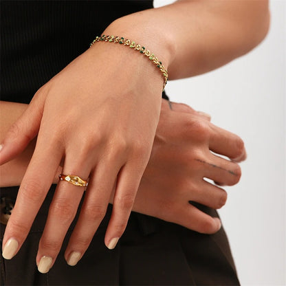 316L Stainless Steel Wheat & Olive Branch Charm Chain Bracelet