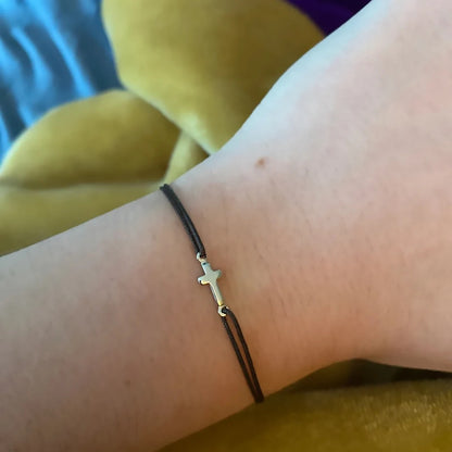 Sideways Cross Charm Bracelet Christian Jewelry for Men & Women