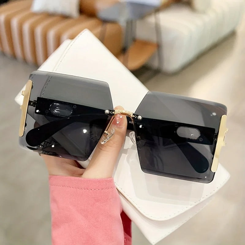 Rimless Square Fashion Sunglasses Y2K Luxury Gradient Shades Lightweight Composite Frame Eyewear