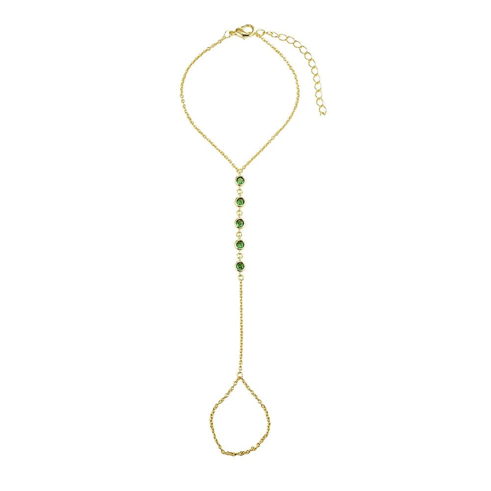 Trendy Stainless Steel Hand Chain Bracelet for Women Fashion Zircon Beads Link Ring Bracelet Waterproof Jewelry Wholesale