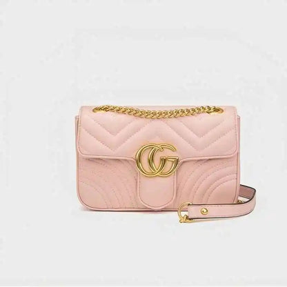 Retro Diamond Chain Leather Crossbody Bag for Women