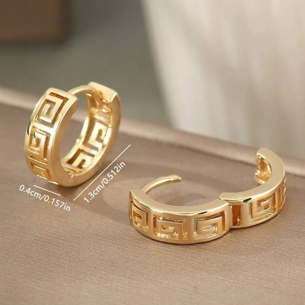 Small Gold Hoop Earrings Women Hallow Out Geometric Metal Jewelry