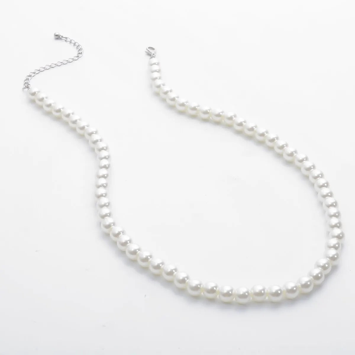 Imitation Pearl Beaded Choker Necklace for Men White Trendy Jewelry