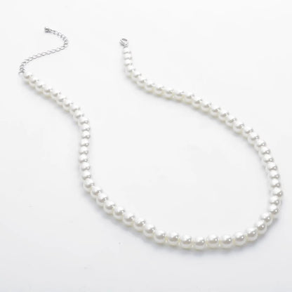Imitation Pearl Beaded Choker Necklace for Men White Trendy Jewelry