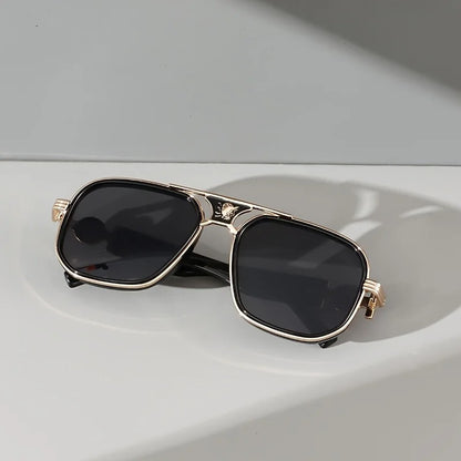 Oversized Retro Gradient Metal Sunglasses Y2K Style